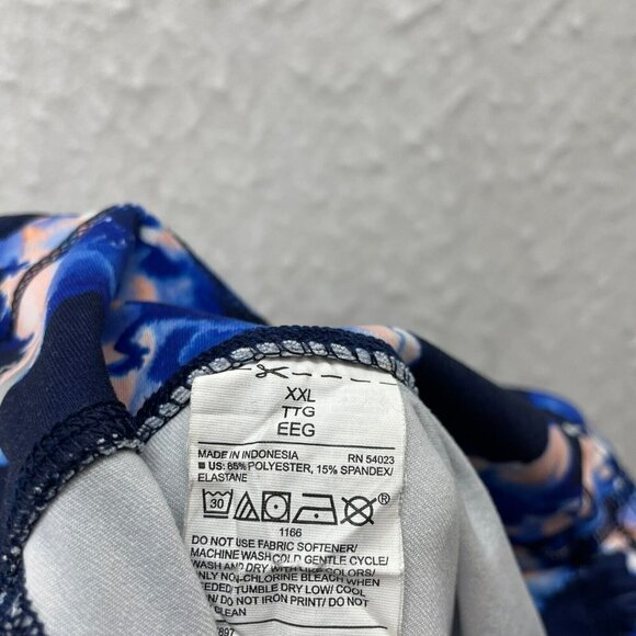 Old Navy Active Leggings Women Sz XXL Blue Pink Floral Pull On Go Dry Drawstring - Picture 10 of 11